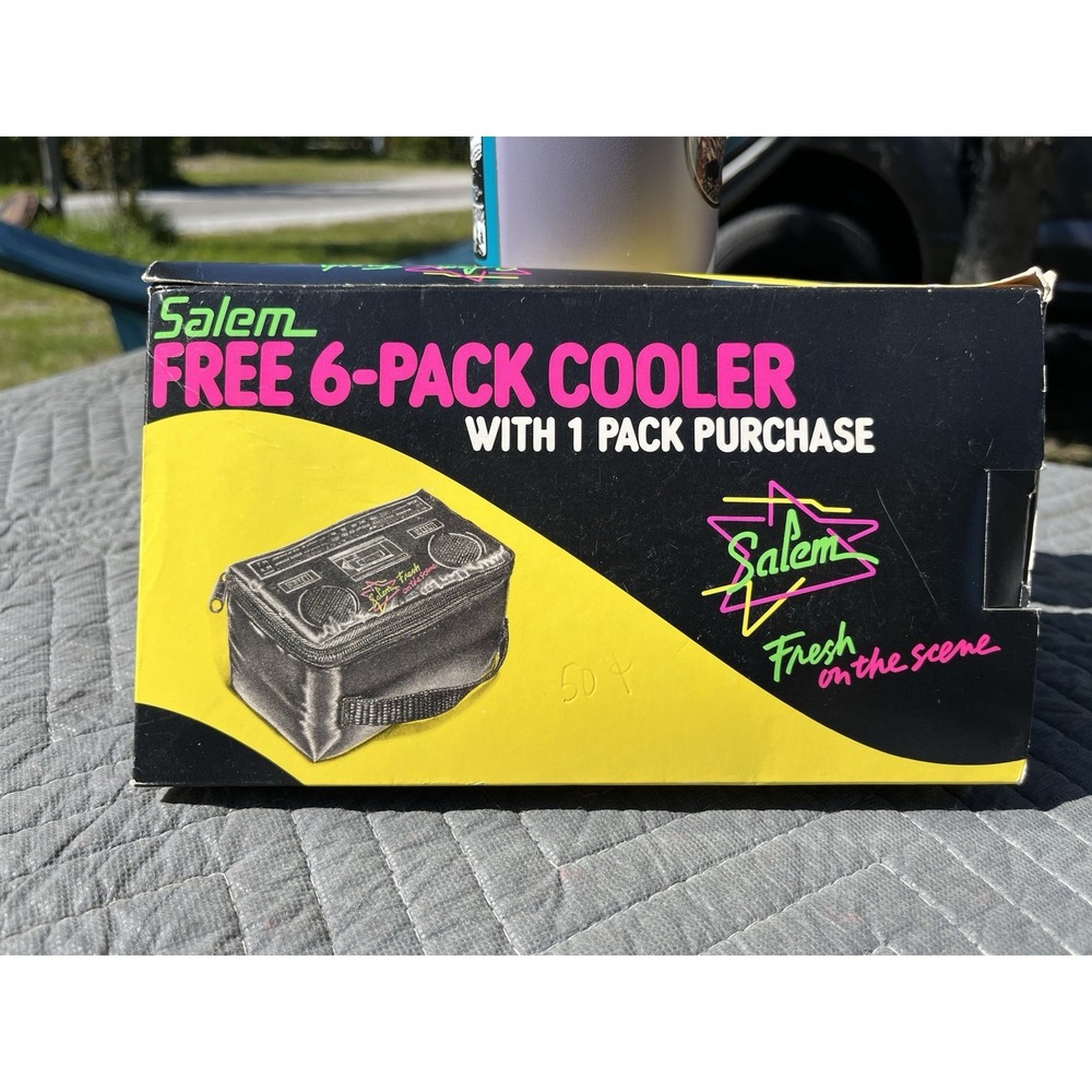 Vintage 1990 Salem Black 6 Can Stereo Black Neon Cooler